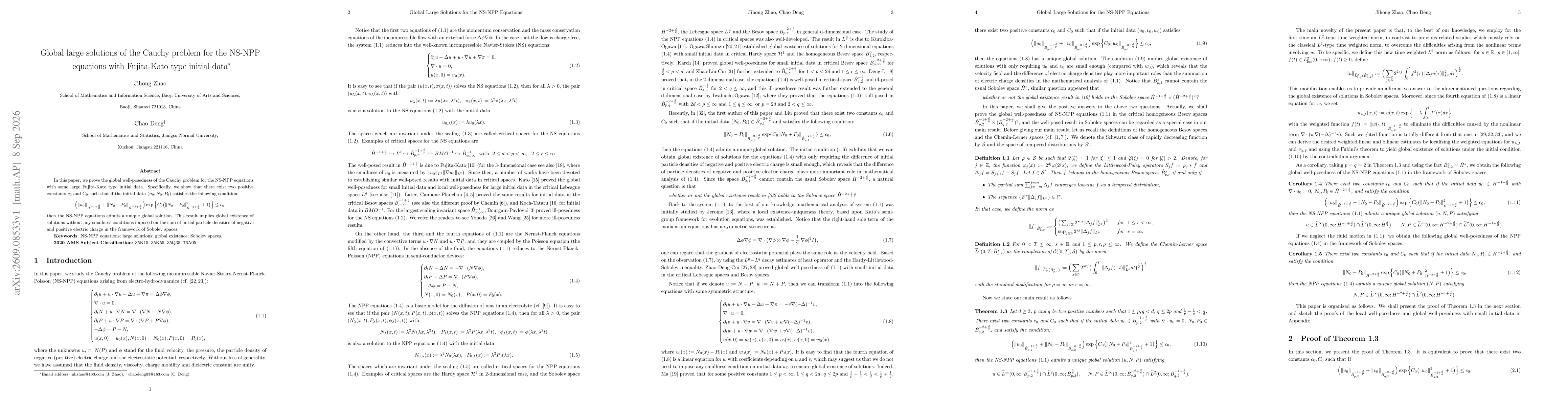 Thumbnail for Global large solutions of the Cauchy problem for the NS-NPP equations with Fujita-Kato type initial data