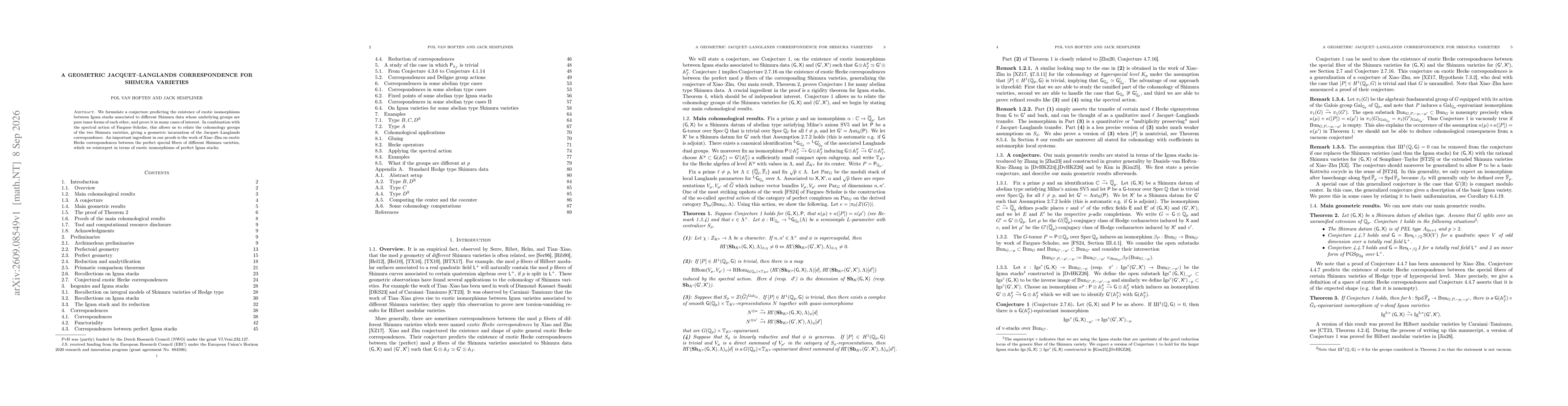 Thumbnail for A geometric Jacquet--Langlands correspondence for Shimura varieties