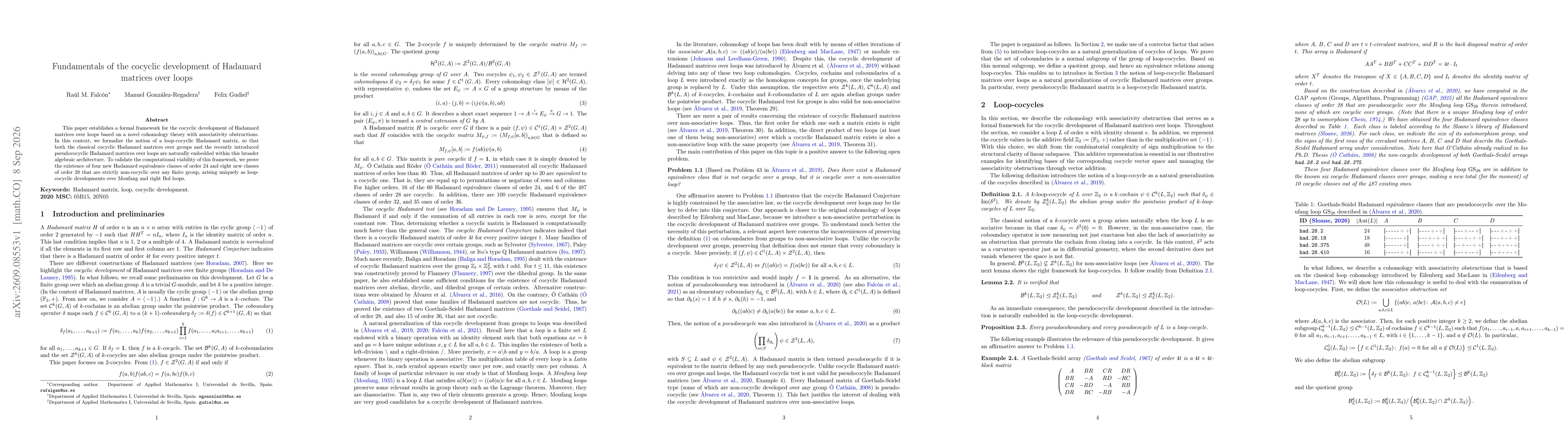 Thumbnail for Fundamentals of the cocyclic development of Hadamard matrices over loops