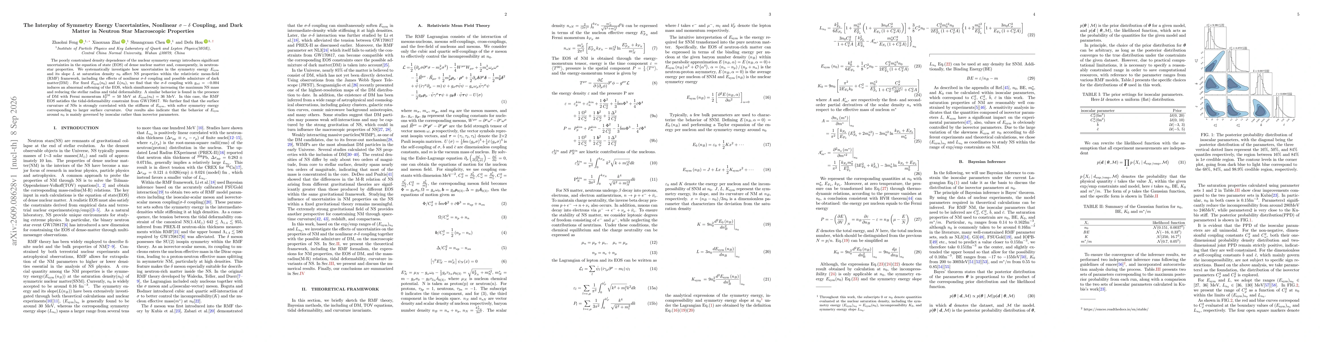 Thumbnail for The Interplay of Symmetry Energy Uncertainties, Nonlinear $σ-δ$ Coupling, and Dark Matter in Neutron Star Macroscopic Properties