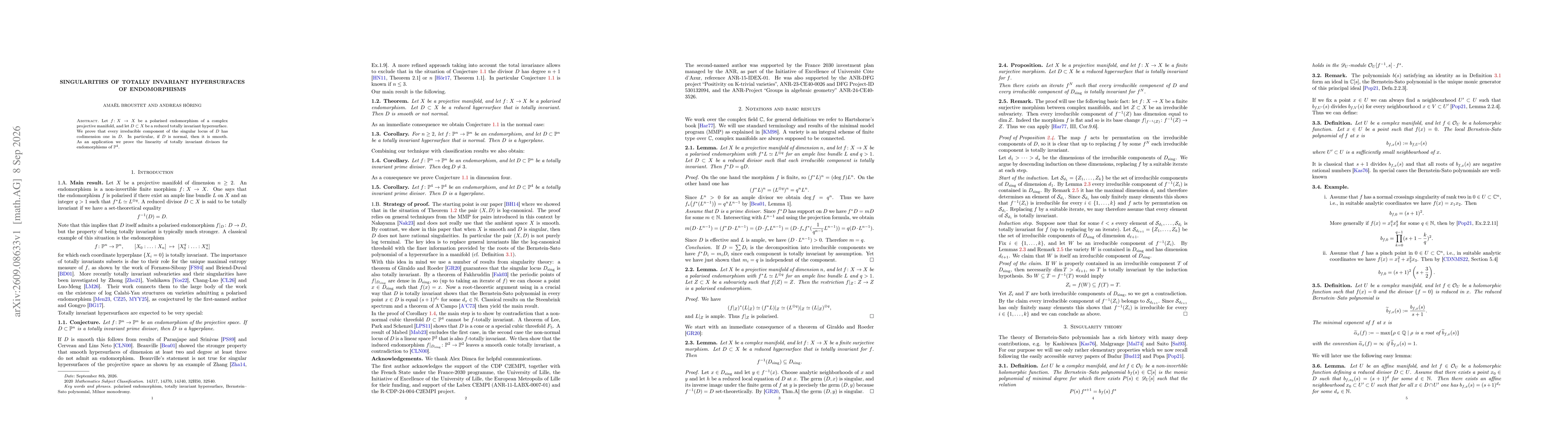 Thumbnail for Singularities of totally invariant hypersurfaces of endomorphisms