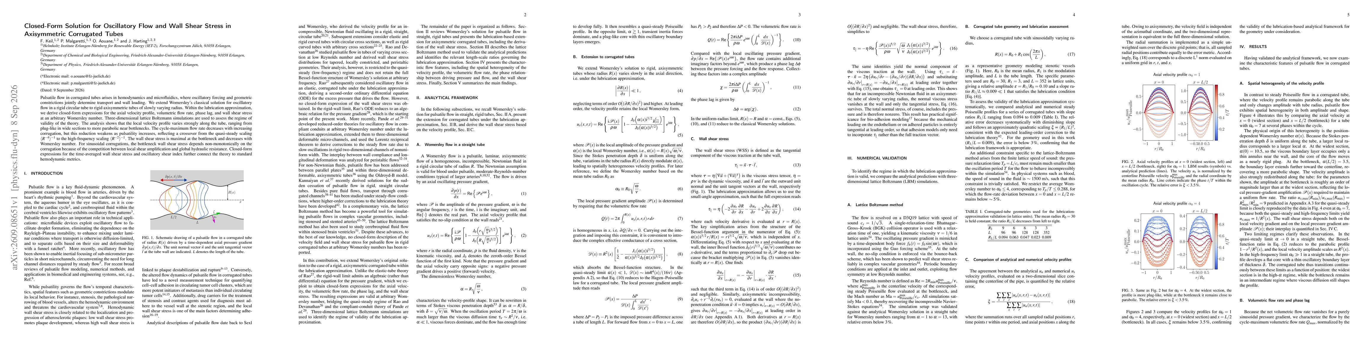 Thumbnail for Closed-Form Solution for Oscillatory Flow and Wall Shear Stress in Axisymmetric Corrugated Tubes