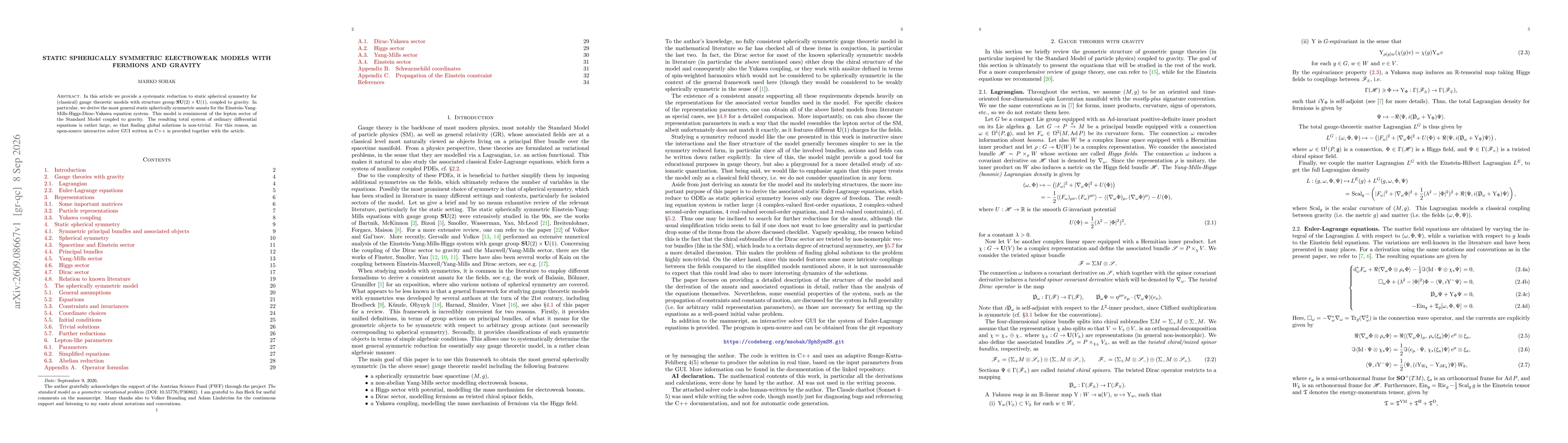 Thumbnail for Static spherically symmetric electroweak models with fermions and gravity