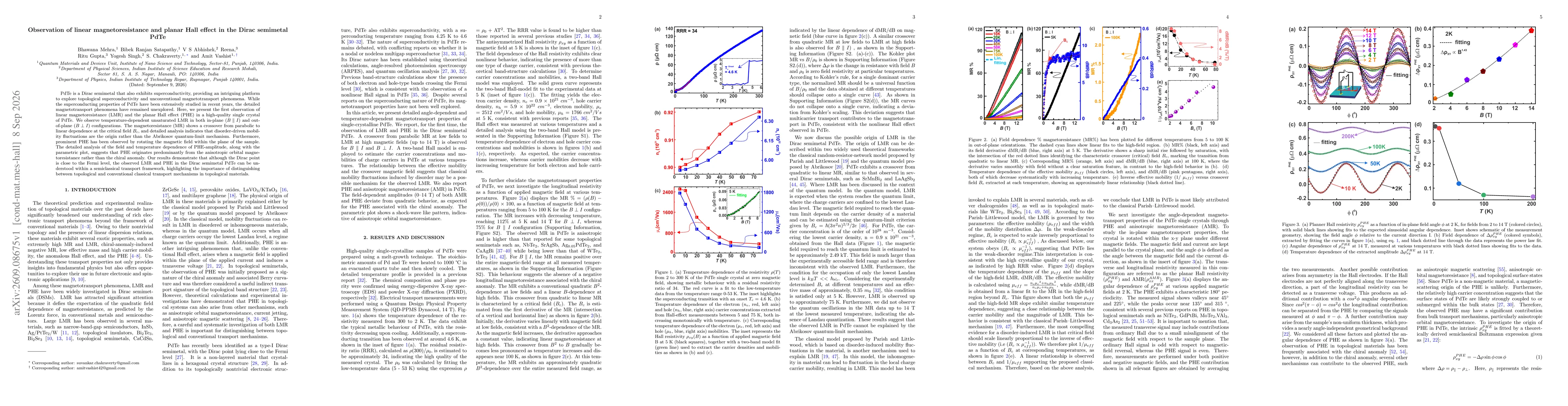 Thumbnail for Observation of linear magnetoresistance and planar Hall effect in the Dirac semimetal PdTe