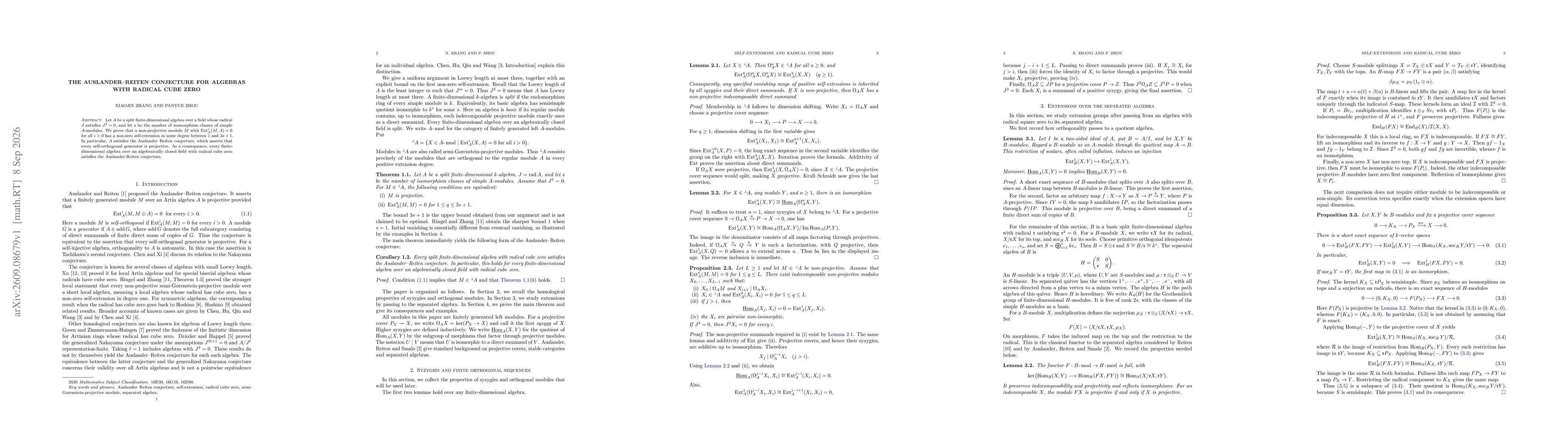 Thumbnail for The Auslander-Reiten conjecture for algebras with radical cube zero