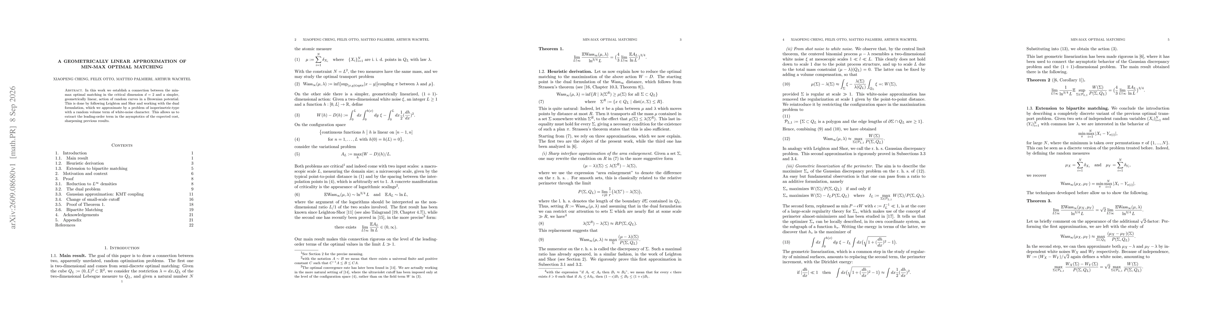 Thumbnail for A geometrically linear approximation of min-max optimal matching