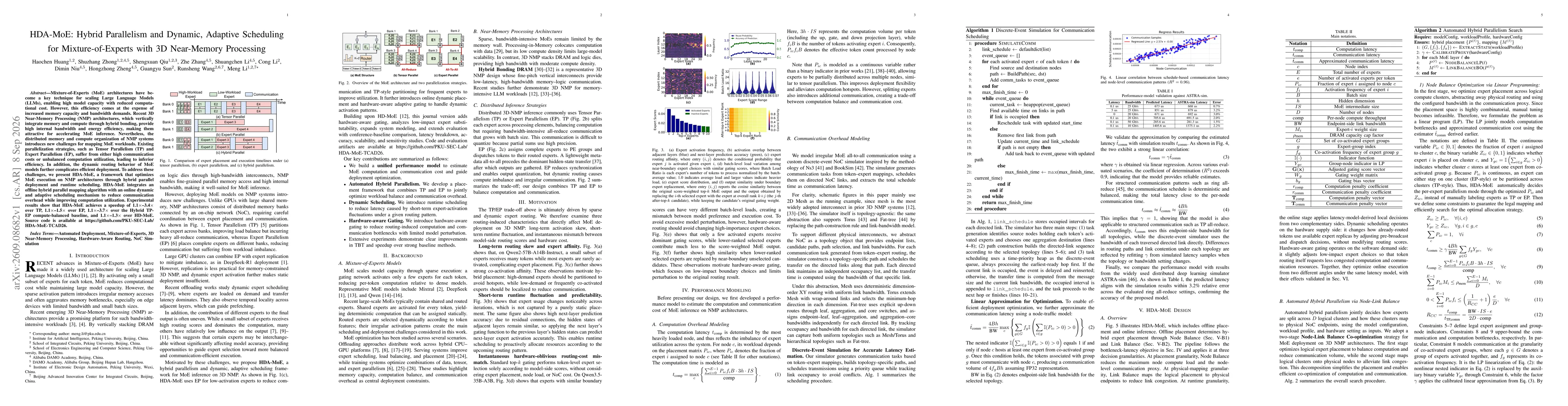 Thumbnail for HDA-MoE: Hybrid Parallelism and Dynamic, Adaptive Scheduling for Mixture-of-Experts with 3D Near-Memory Processing