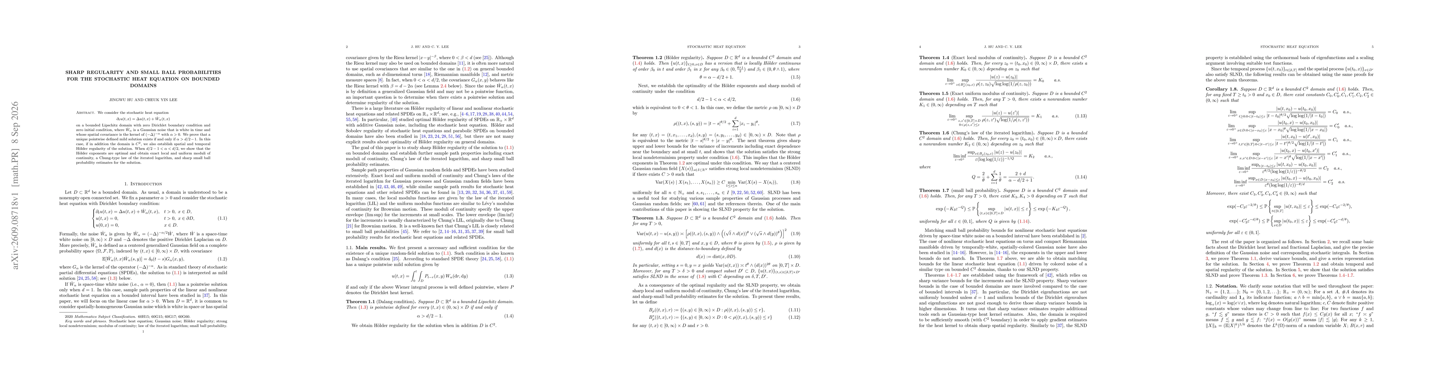 Thumbnail for Sharp regularity and small ball probabilities for the stochastic heat equation on bounded domains