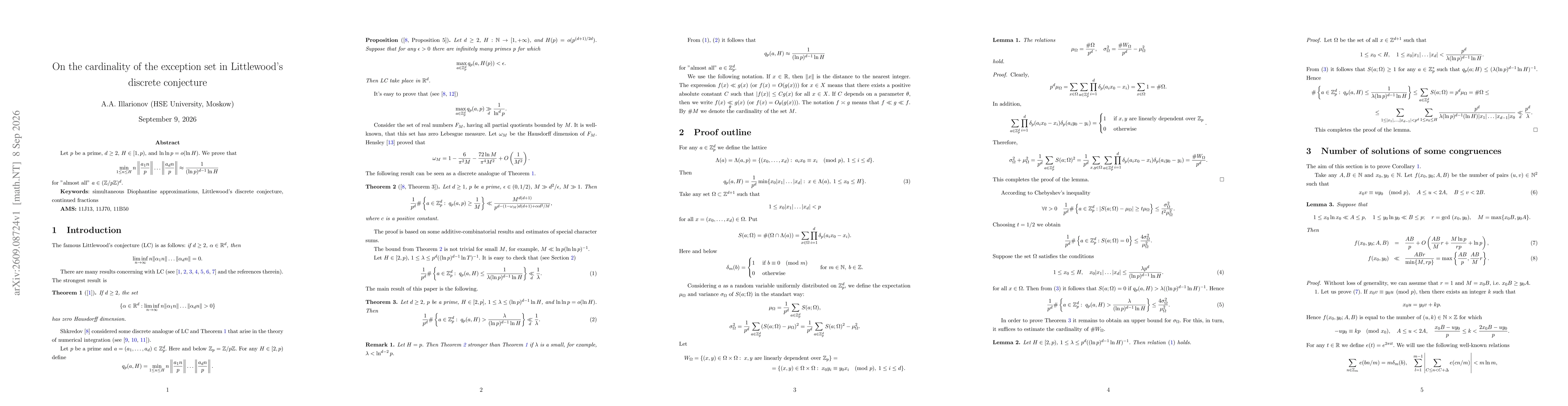 Thumbnail for On the cardinality of the exception set in Littlewood's discrete conjecture