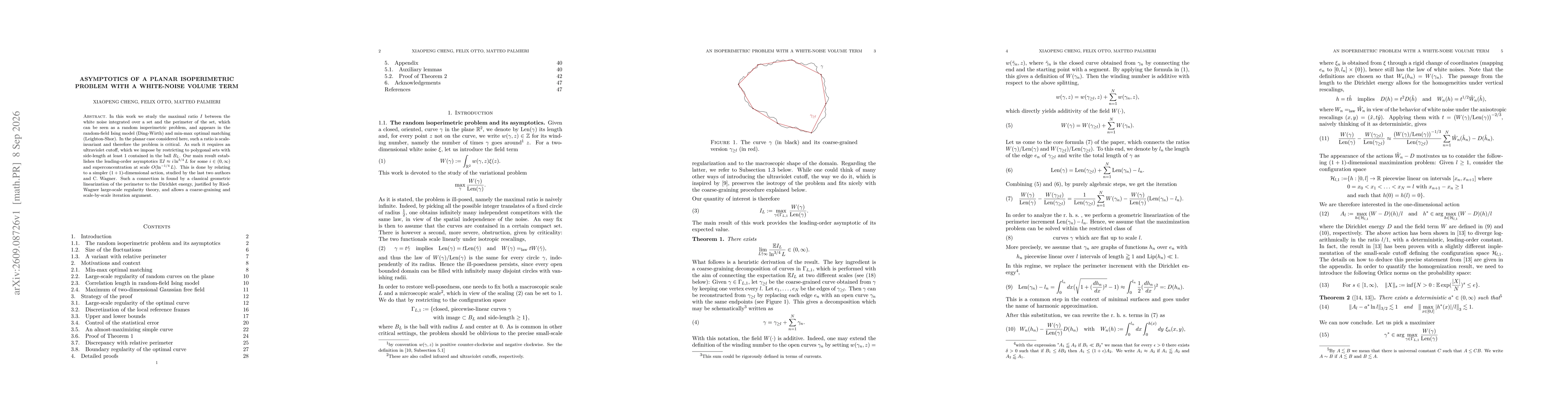Thumbnail for Asymptotics of a planar isoperimetric problem with a white-noise volume term