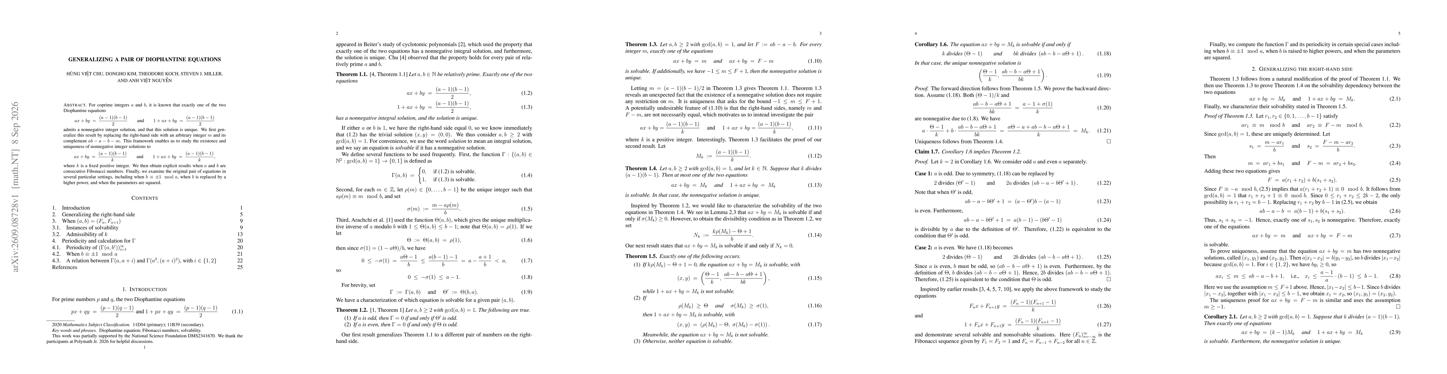 Thumbnail for Generalizing a Pair of Diophantine Equations