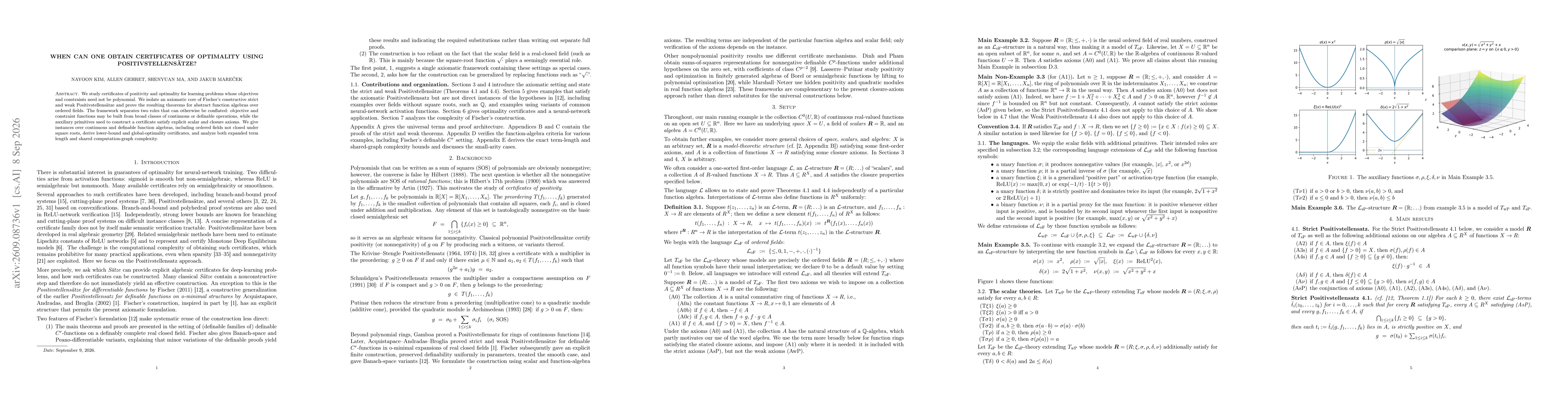 Thumbnail for When Can One Obtain Certificates of Optimality Using Positivstellensaetze?