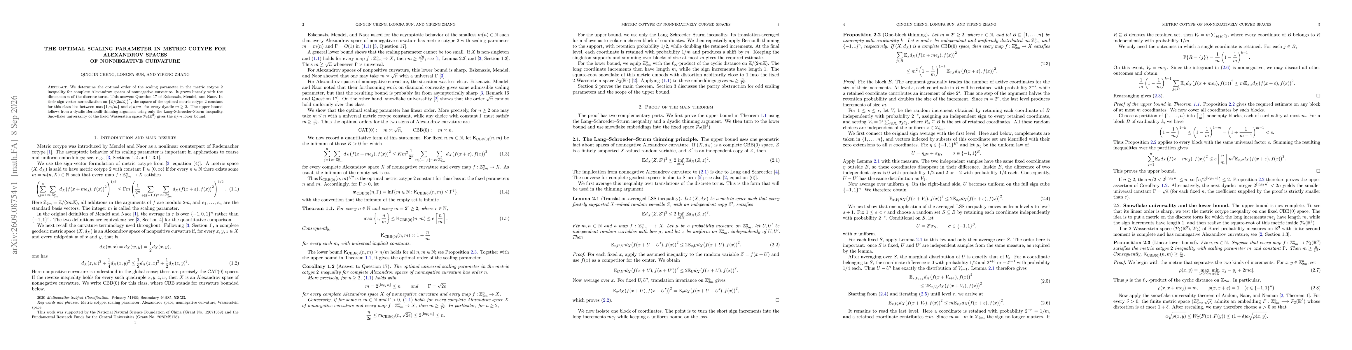 Thumbnail for The Optimal Scaling Parameter in Metric Cotype for Alexandrov Spaces of Nonnegative Curvature