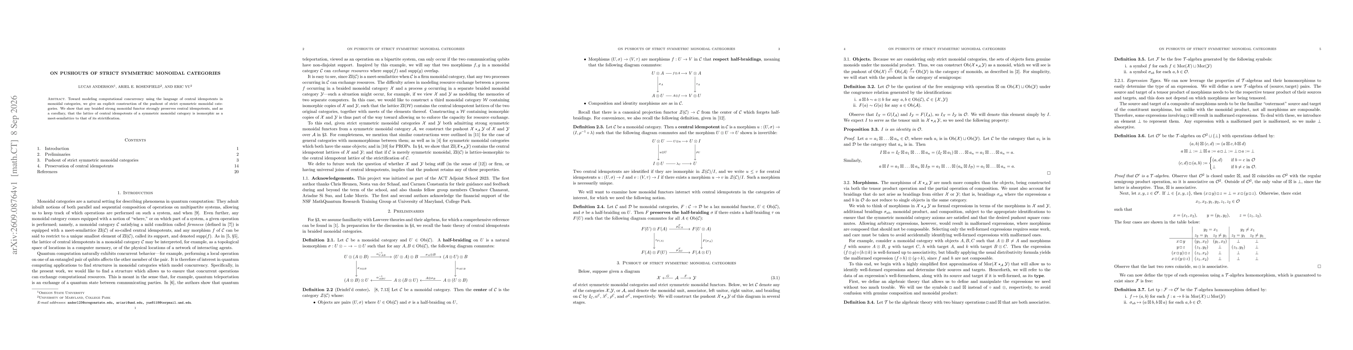 Thumbnail for On pushouts of strict symmetric monoidal categories