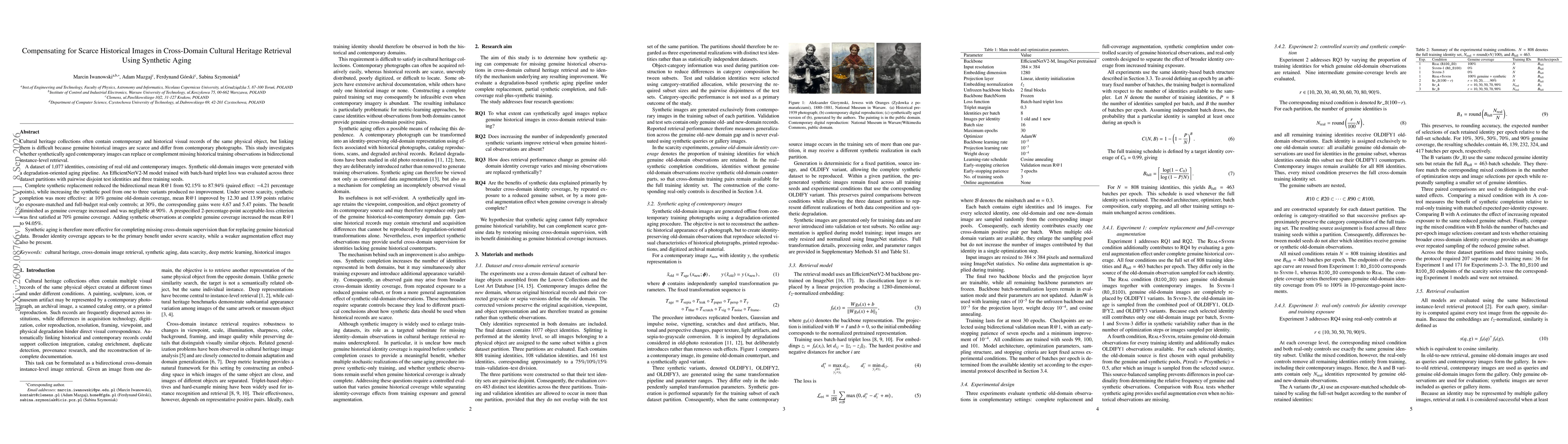 Thumbnail for Compensating for Scarce Historical Images in Cross-Domain Cultural Heritage Retrieval Using Synthetic Aging