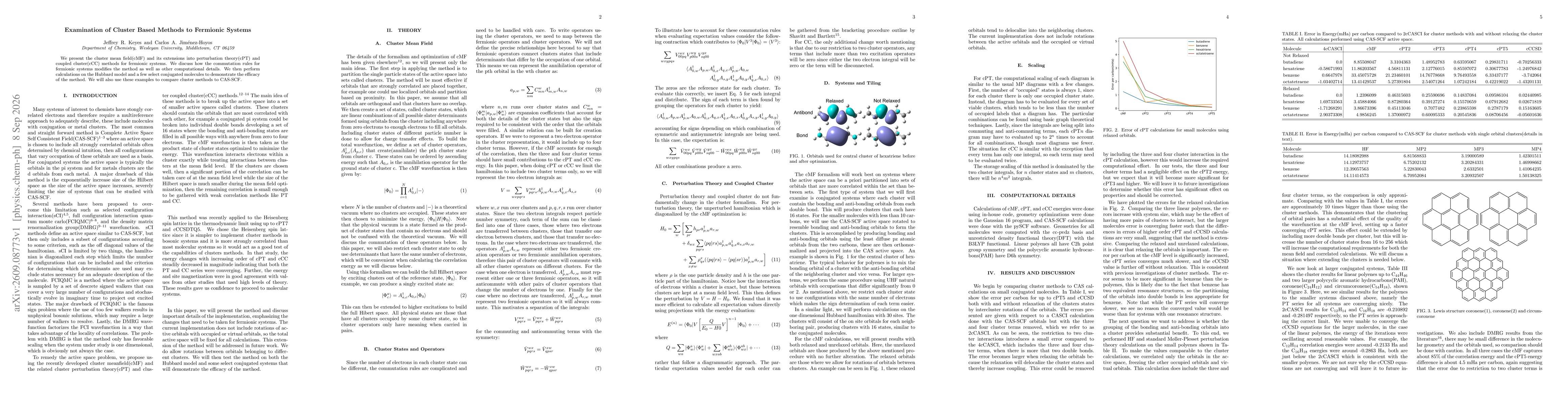 Thumbnail for Examination of Cluster Based Methods to Fermionic Systems