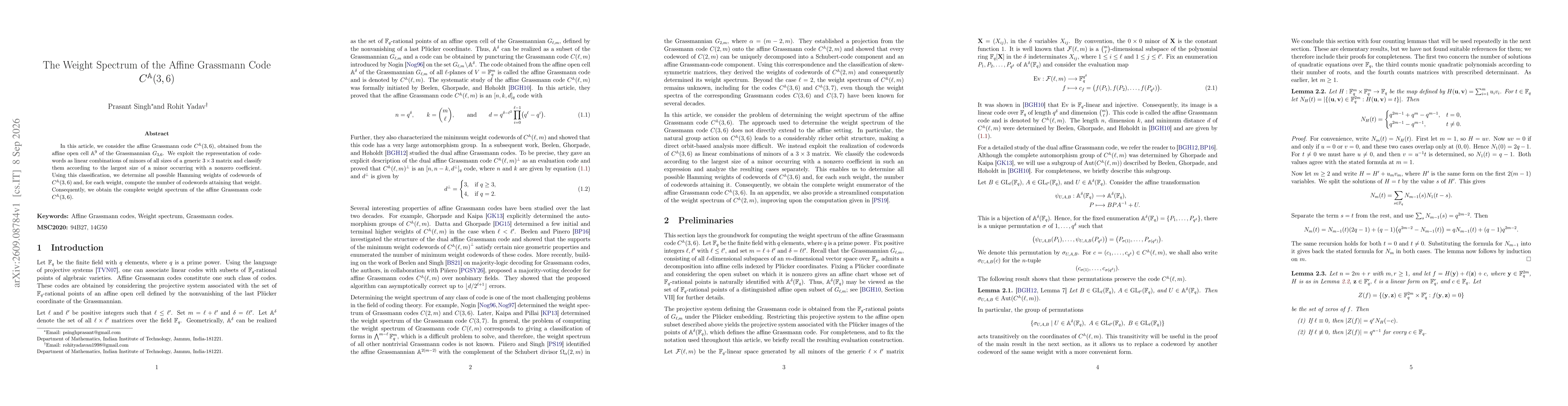 Thumbnail for The Weight Spectrum of the Affine Grassmann Code $C^{\mathbb A}(3,6)$