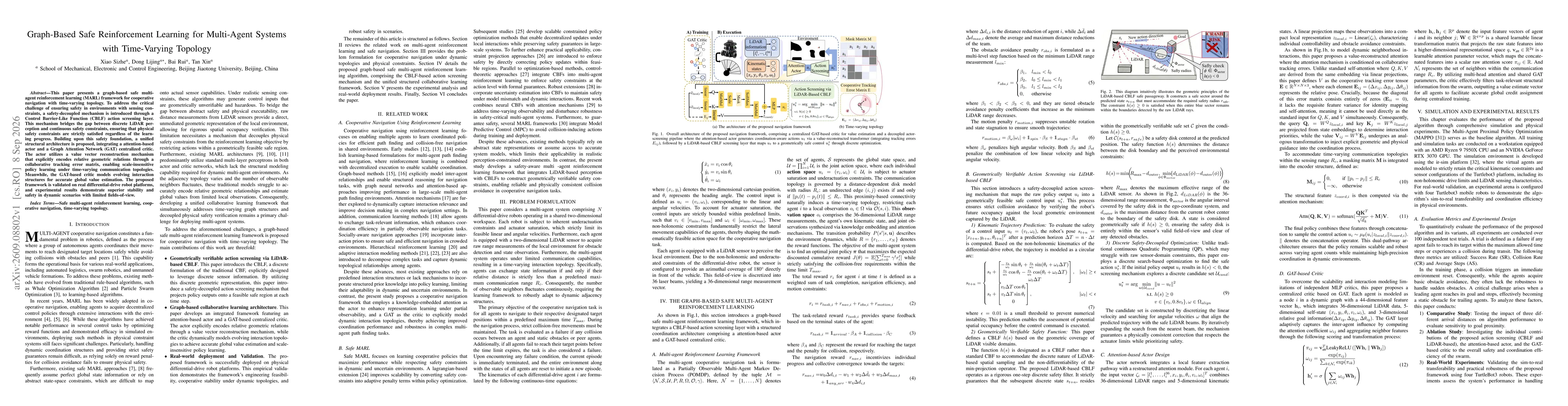 Thumbnail for Graph-Based Safe Reinforcement Learning for Multi-Agent Systems with Time-Varying Topology