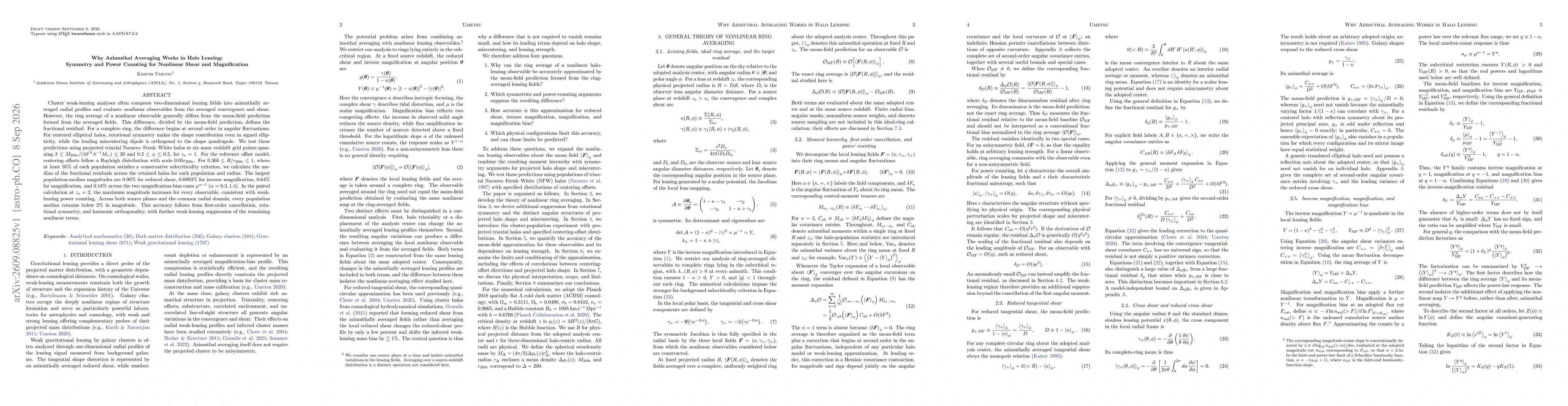 Thumbnail for Why Azimuthal Averaging Works in Halo Lensing: Symmetry and Power Counting for Nonlinear Shear and Magnification