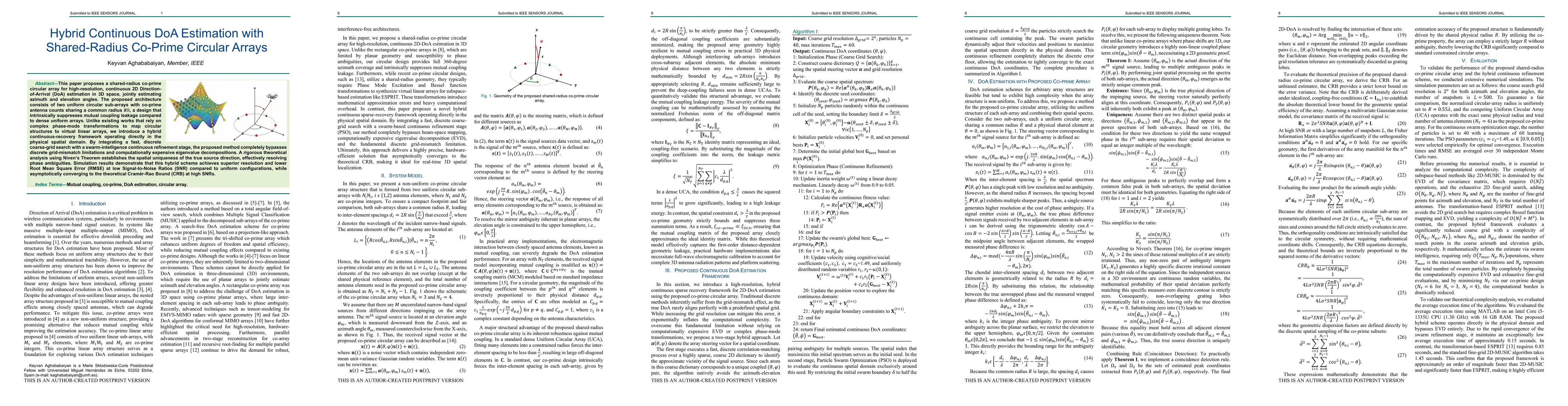 Thumbnail for Hybrid Continuous DoA Estimation with Shared-Radius Co-Prime Circular Arrays