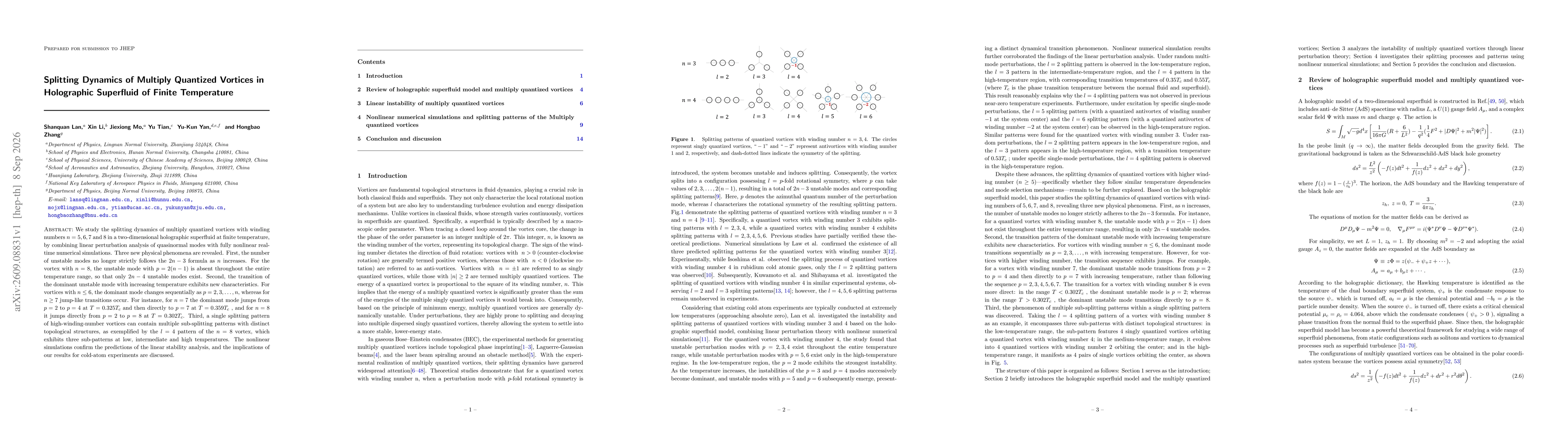Thumbnail for Splitting Dynamics of Multiply Quantized Vortices in Holographic Superfluid of Finite Temperature