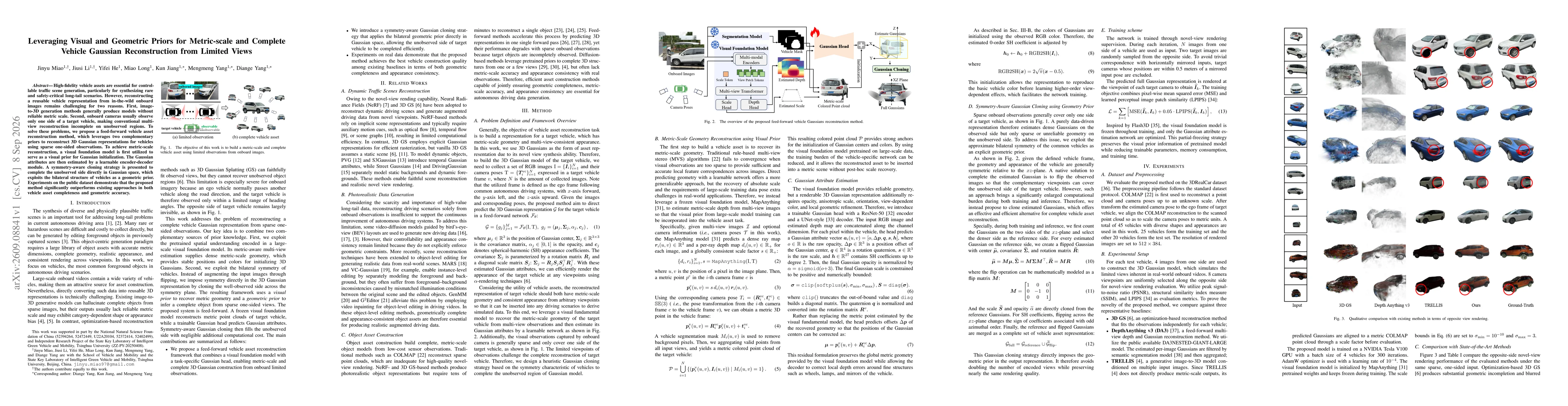 Thumbnail for Leveraging Visual and Geometric Priors for Metric-scale and Complete Vehicle Gaussian Reconstruction from Limited Views