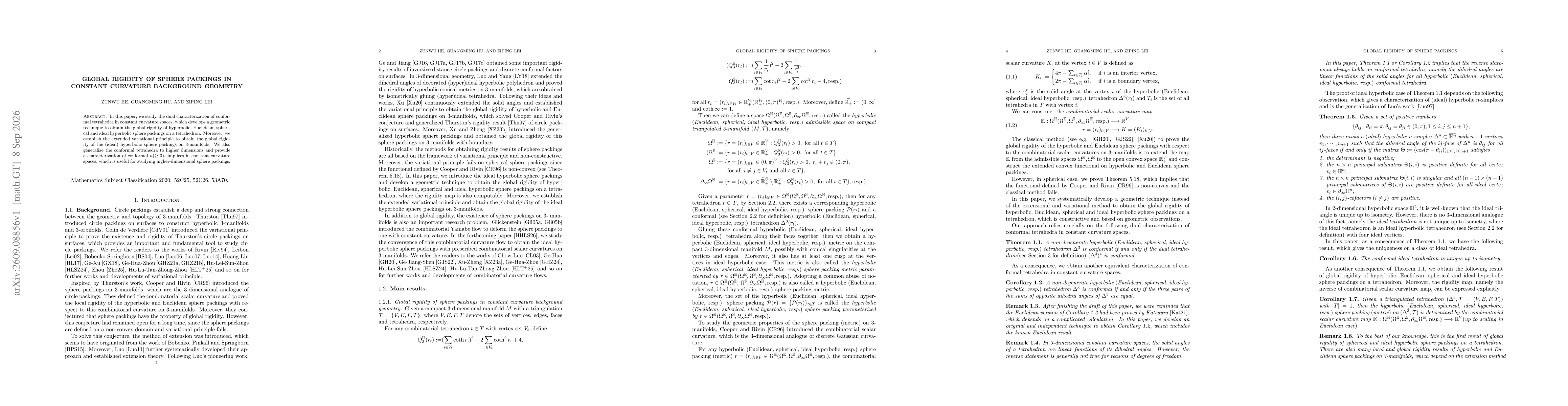 Thumbnail for Global rigidity of sphere packings in constant curvature background geometry