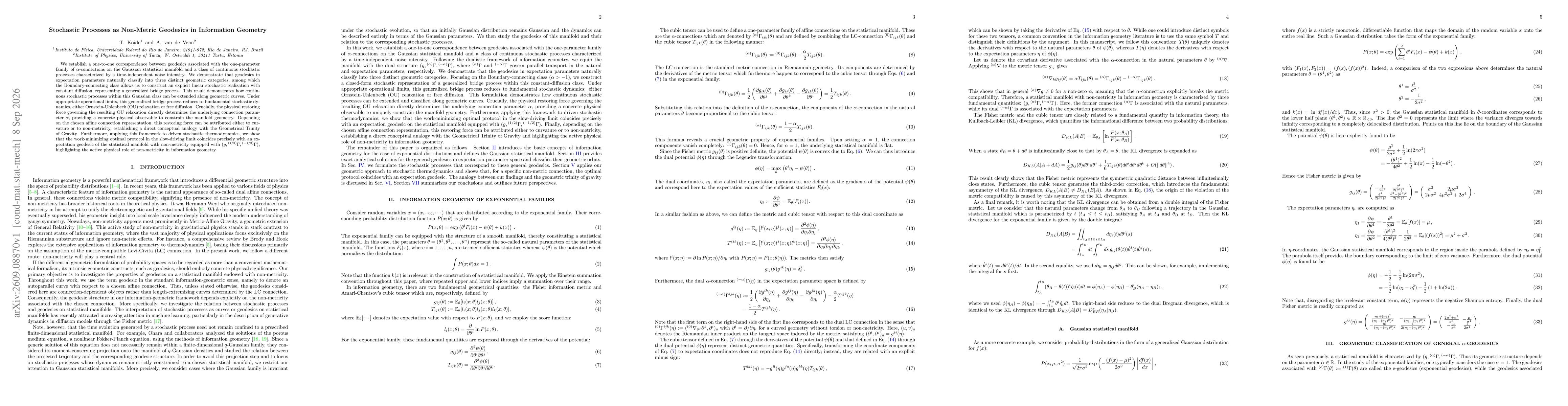 Thumbnail for Stochastic Processes as Non-Metric Geodesics in Information Geometry