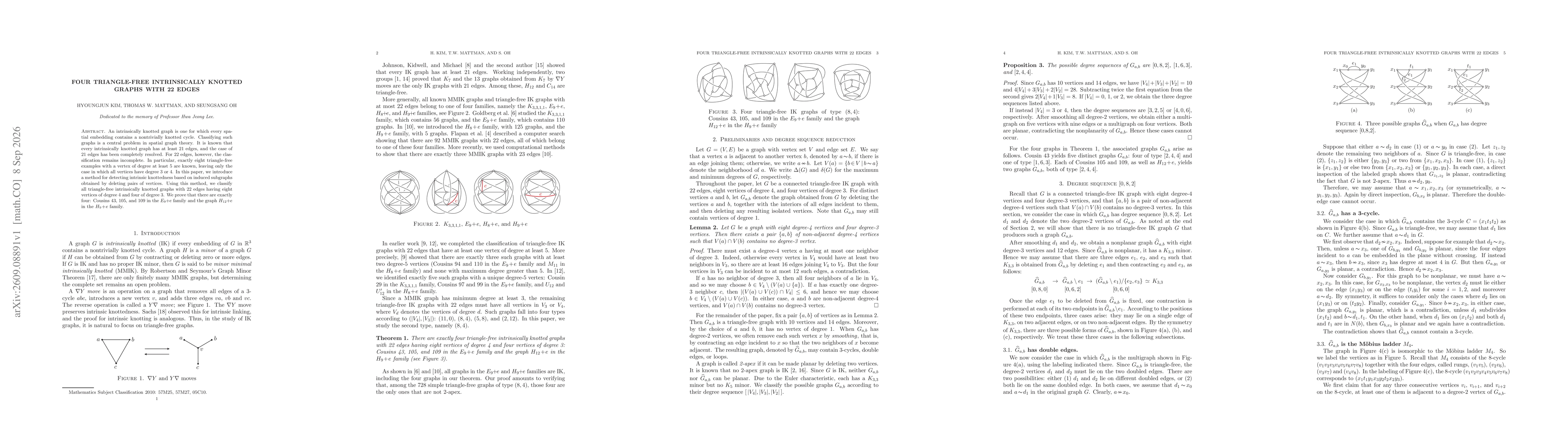 Thumbnail for Four triangle-free intrinsically knotted graphs with 22 edges