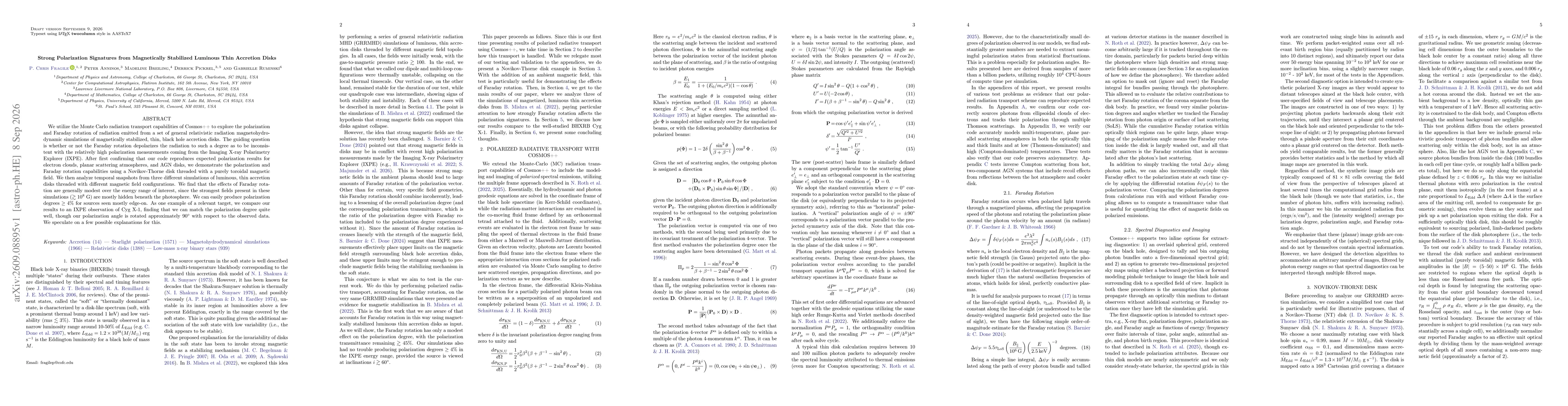 Thumbnail for Strong Polarization Signatures from Magnetically Stabilized Luminous Thin Accretion Disks