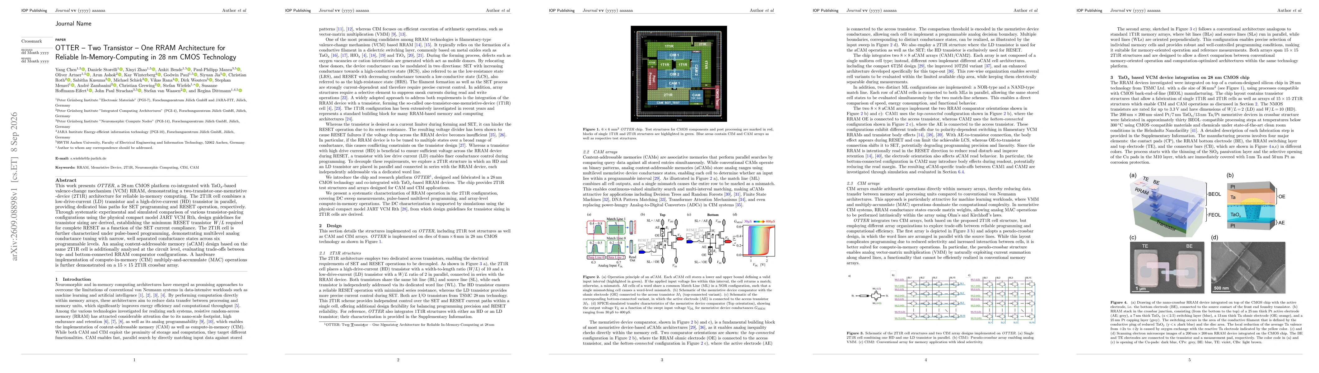Thumbnail for OTTER - Two Transistor - One RRAM Architecture for Reliable In-Memory-Computing in 28 nm CMOS Technology