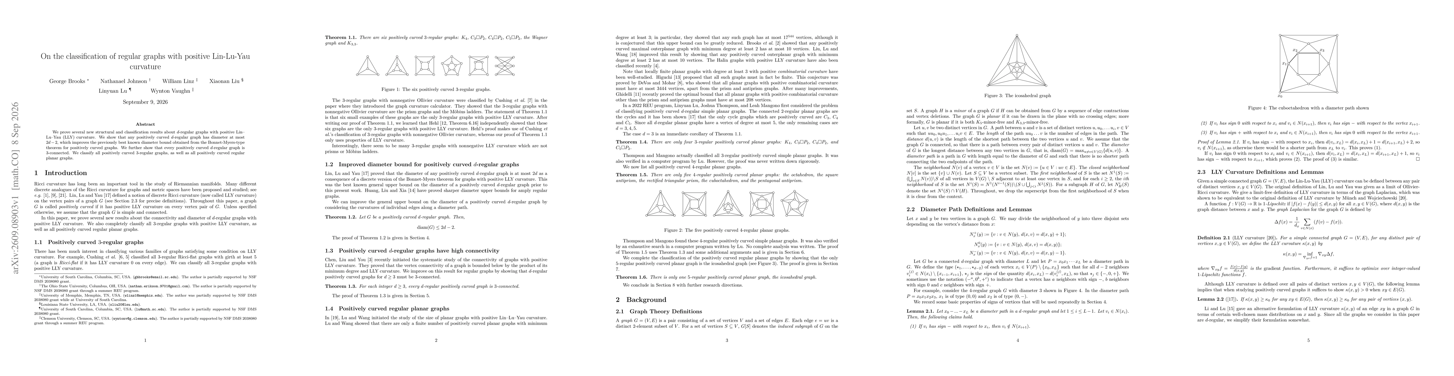 Thumbnail for On the classification of regular graphs with positive Lin-Lu-Yau curvature