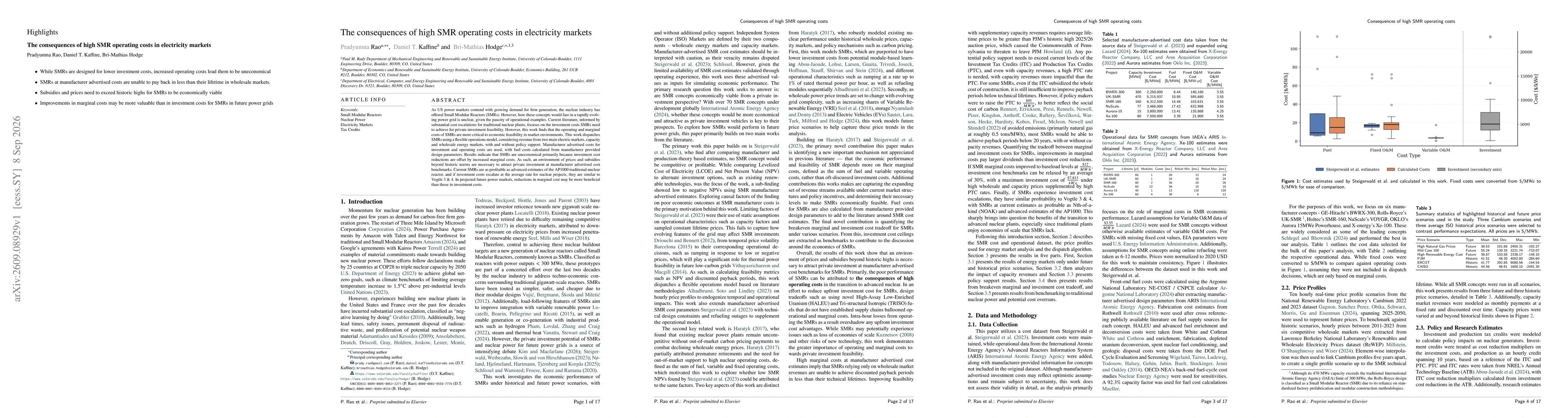 Thumbnail for The consequences of high SMR operating costs in electricity markets