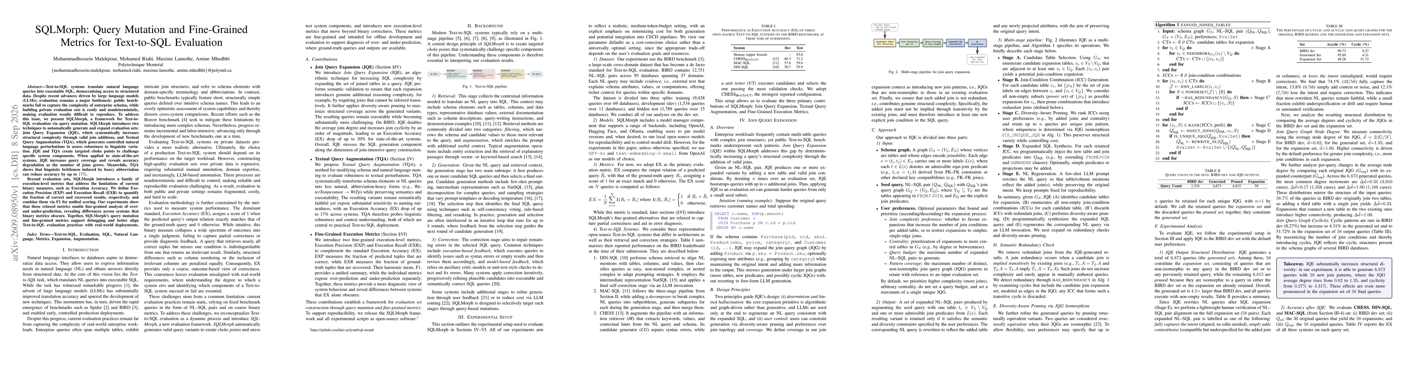 Thumbnail for SQLMorph: Query Mutation and Fine-Grained Metrics for Text-to-SQL Evaluation