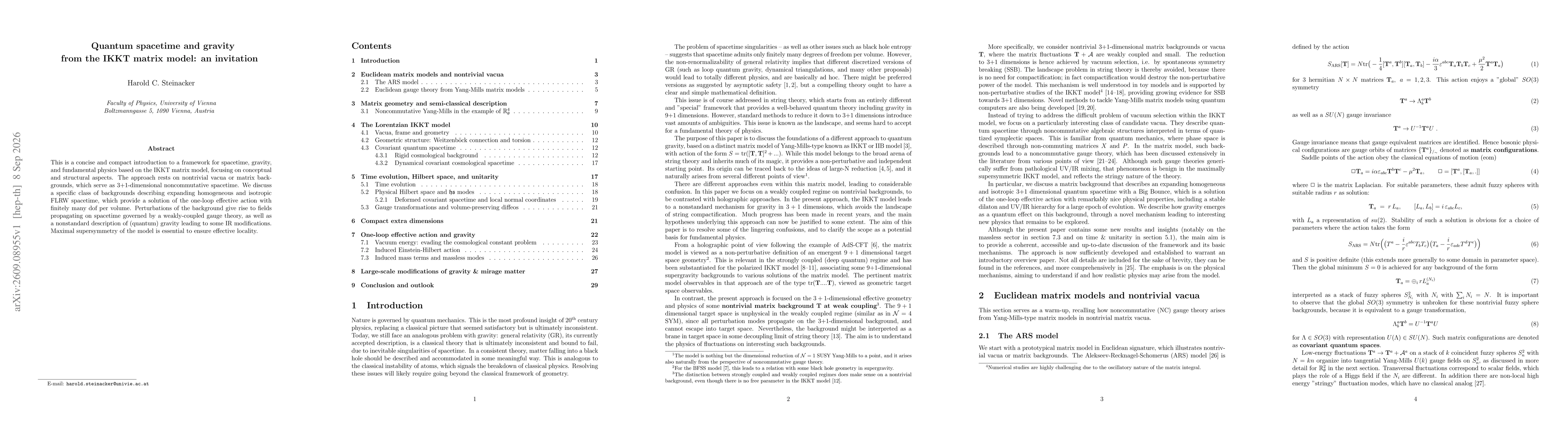Thumbnail for Quantum spacetime and gravity from the IKKT matrix model: an invitation