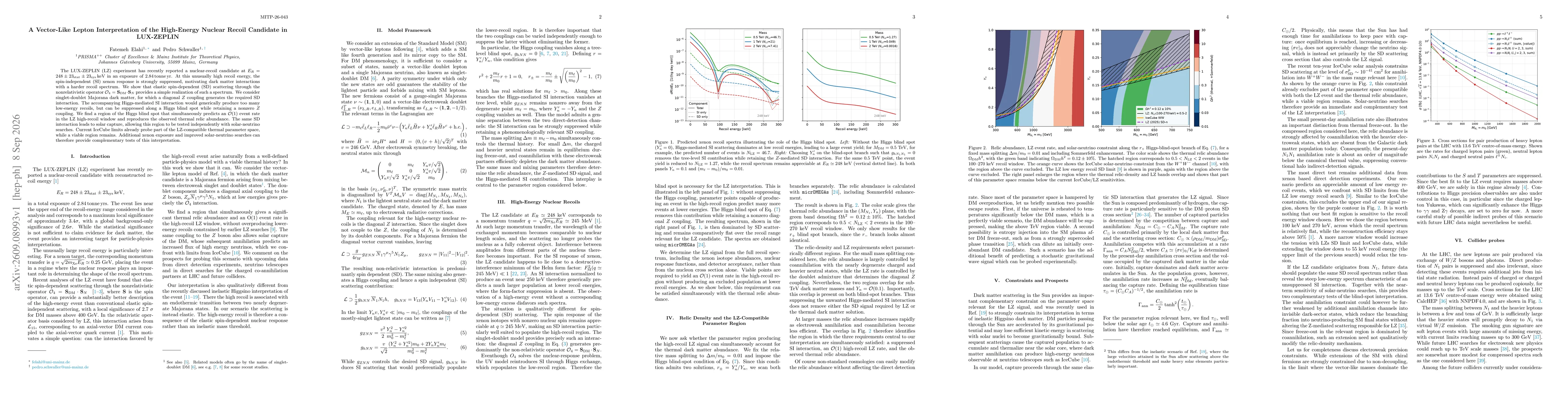 Thumbnail for A Vector-Like Lepton Interpretation of the High-Energy Nuclear Recoil Candidate in LUX-ZEPLIN