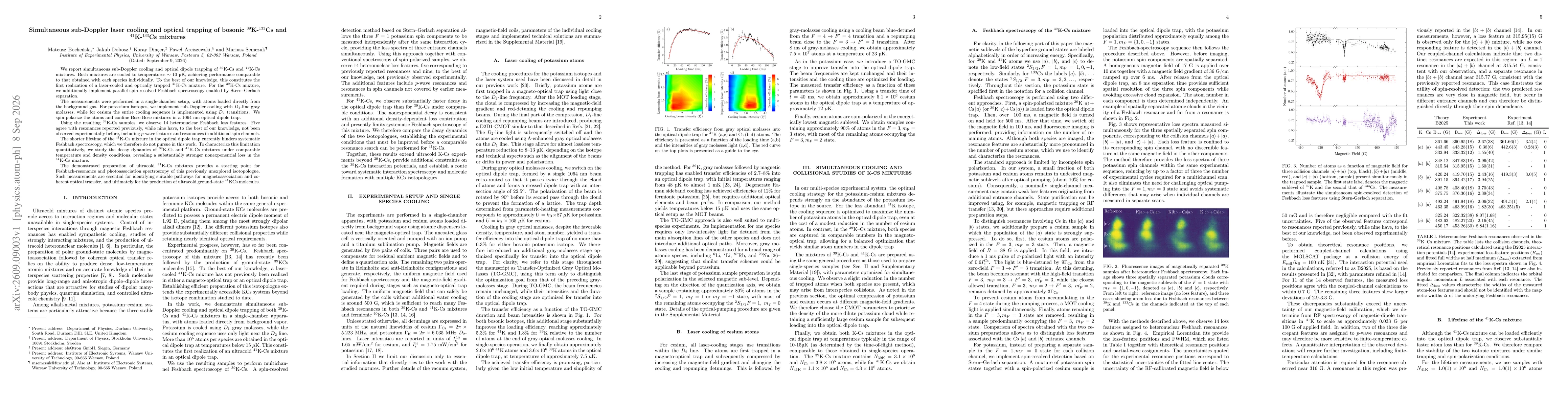 Thumbnail for Simultaneous sub-Doppler laser cooling and optical trapping of bosonic $^{39}$K-$^{133}$Cs and $^{41}$K-$^{133}$Cs mixtures