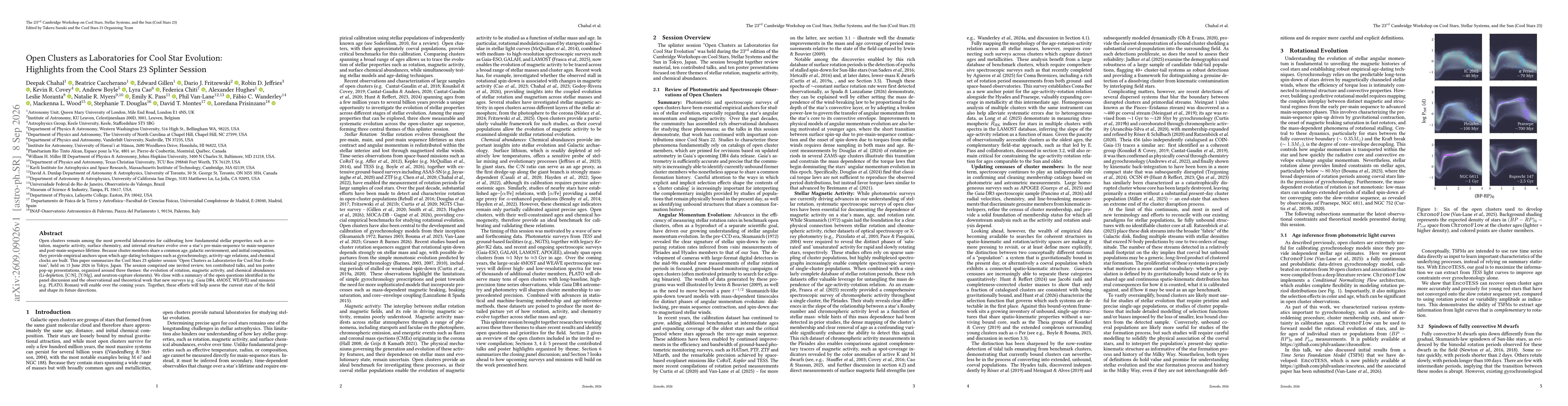 Thumbnail for Open Clusters as Laboratories for Cool Star Evolution: Highlights from the Cool Stars 23 Splinter Session