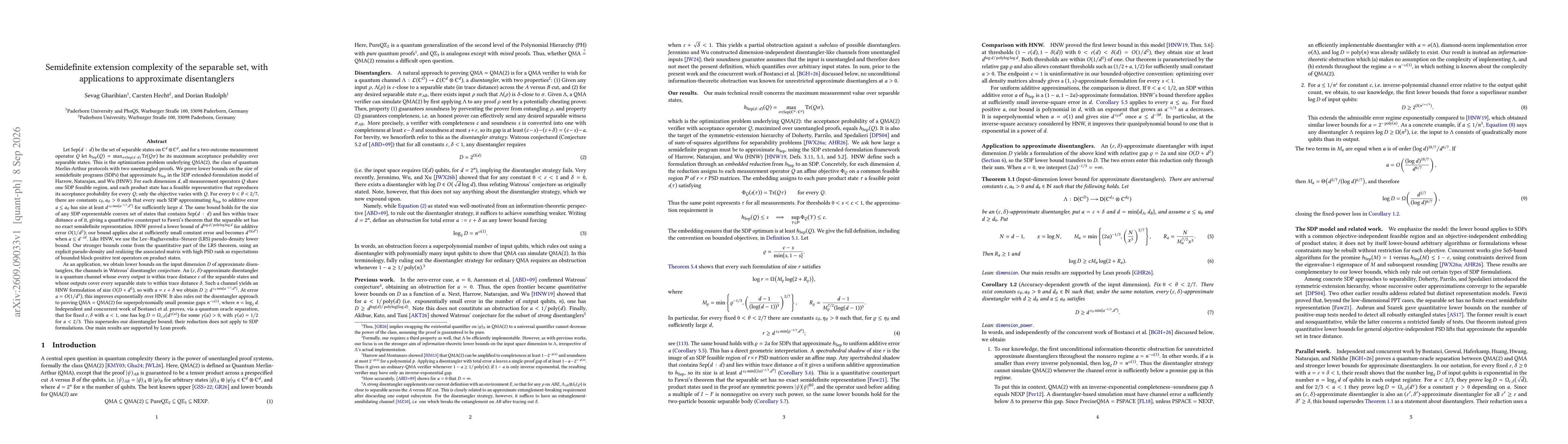 Thumbnail for Semidefinite extension complexity of the separable set, with applications to approximate disentanglers