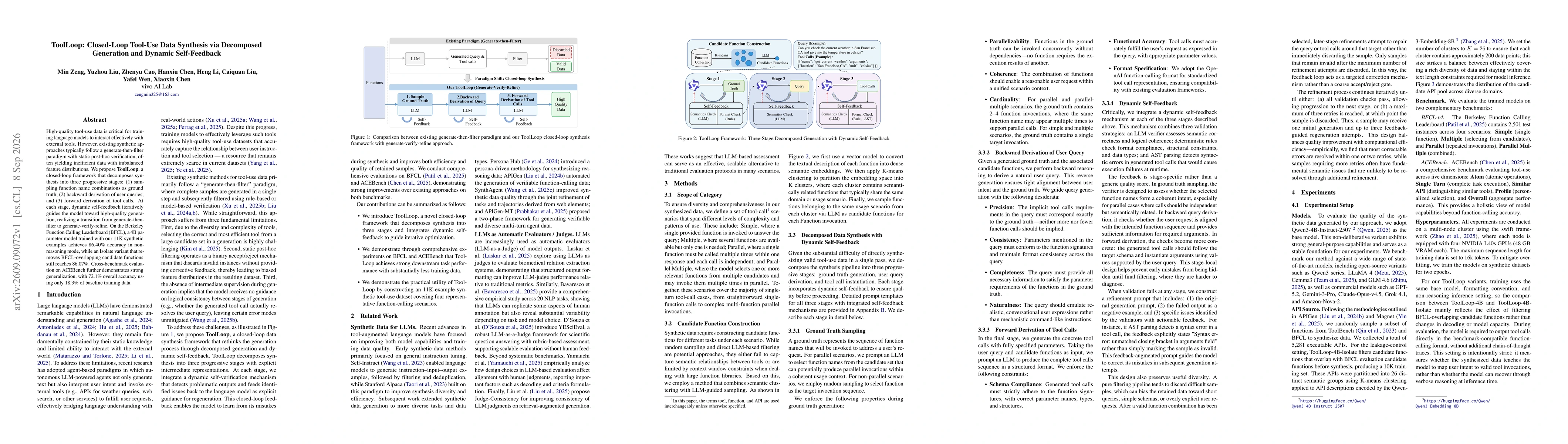 Thumbnail for ToolLoop: Closed-Loop Tool-Use Data Synthesis via Decomposed Generation and Dynamic Self-Feedback