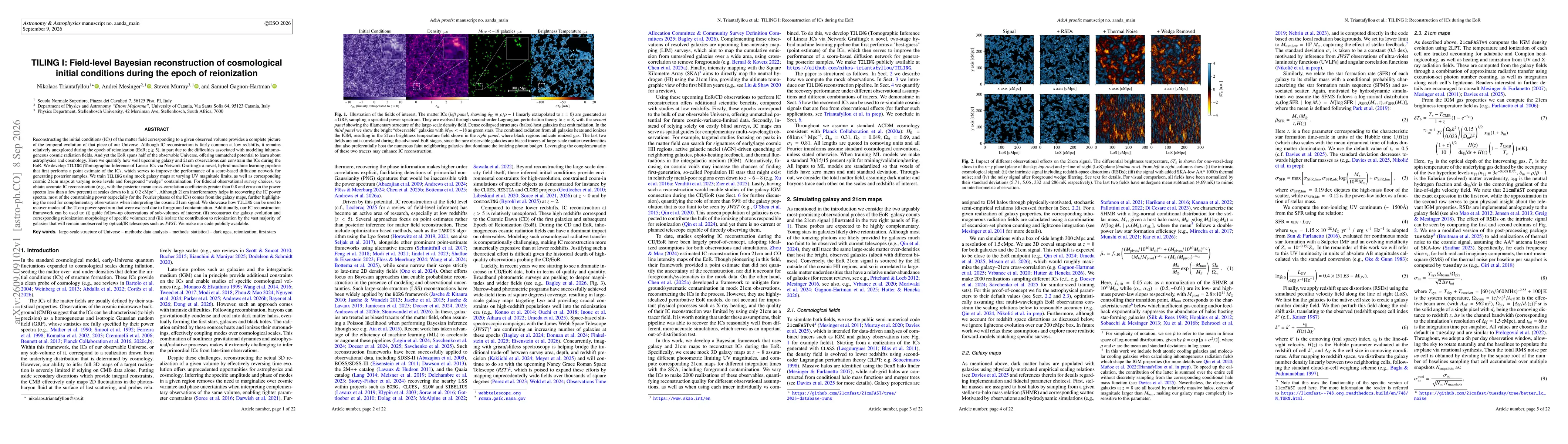 Thumbnail for TILING I: Field-level Bayesian reconstruction of cosmological initial conditions during the epoch of reionization