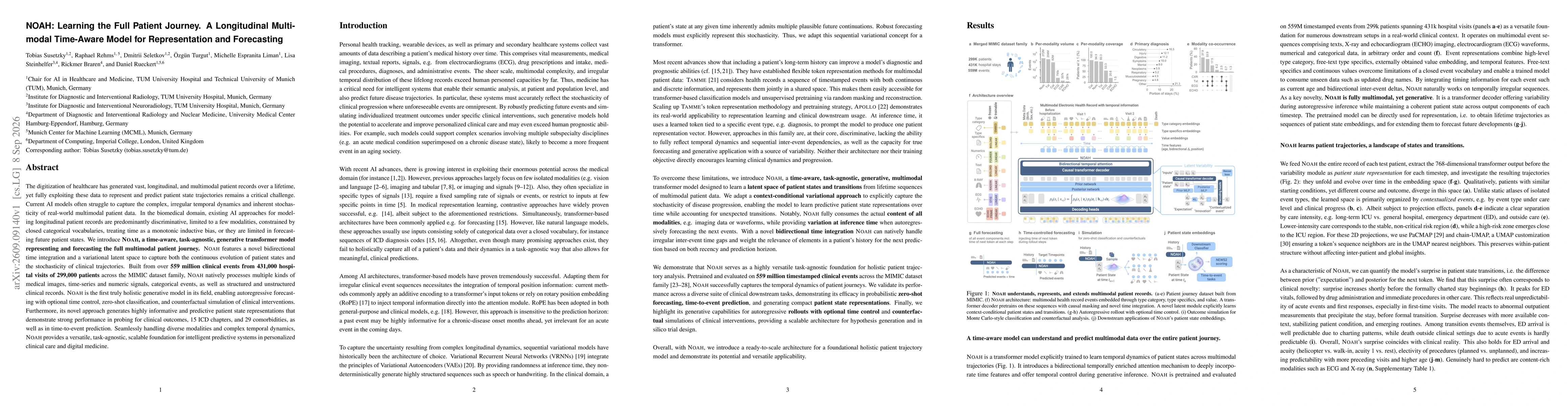 Thumbnail for NOAH: Learning the Full Patient Journey. A Longitudinal Multimodal Time-Aware Model for Representation and Forecasting