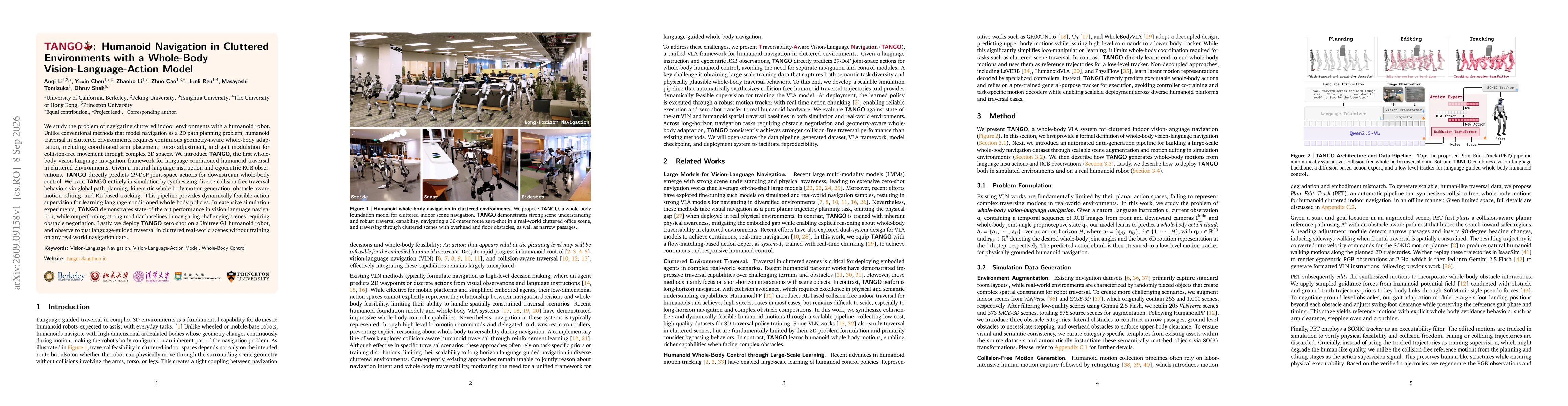 Thumbnail for TANGO: Humanoid Navigation in Cluttered Environments with a Whole-Body Vision-Language-Action Model