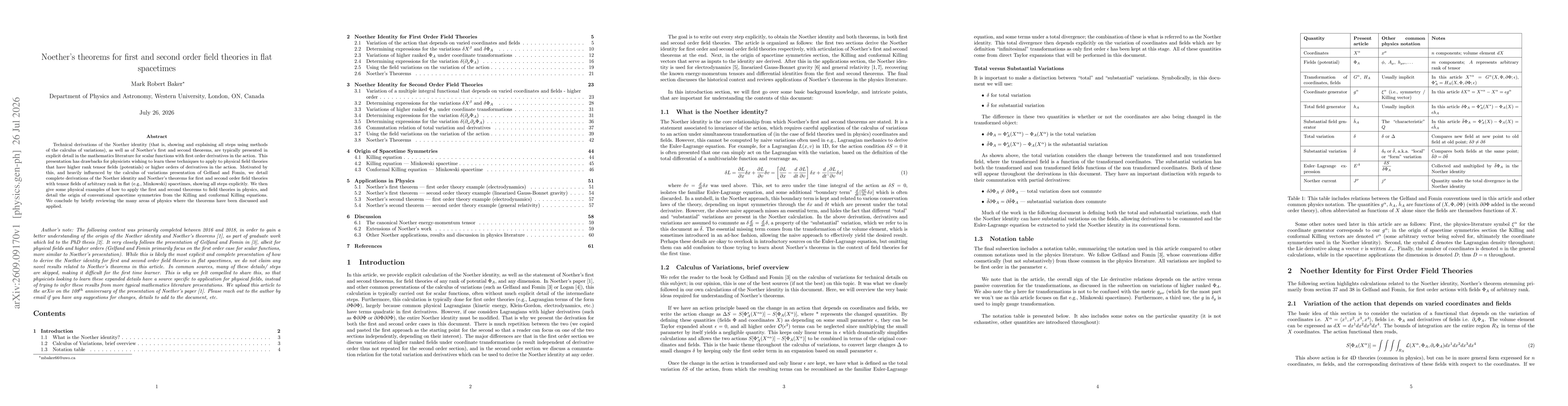 Thumbnail for Noether's theorems for first and second order field theories in flat spacetimes