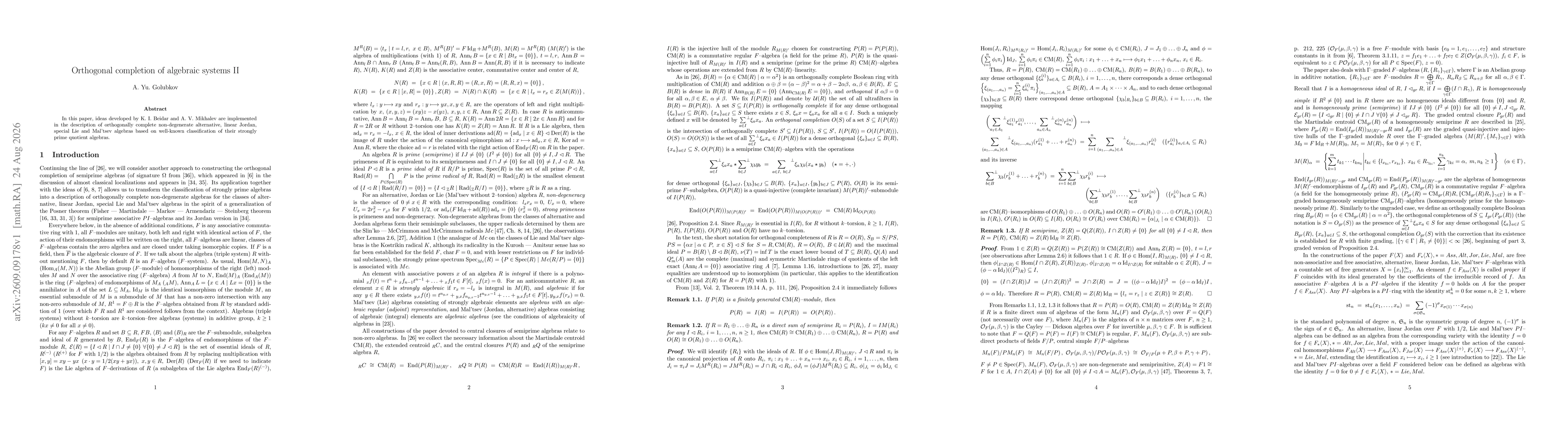Thumbnail for Orthogonal completion of algebraic systems II