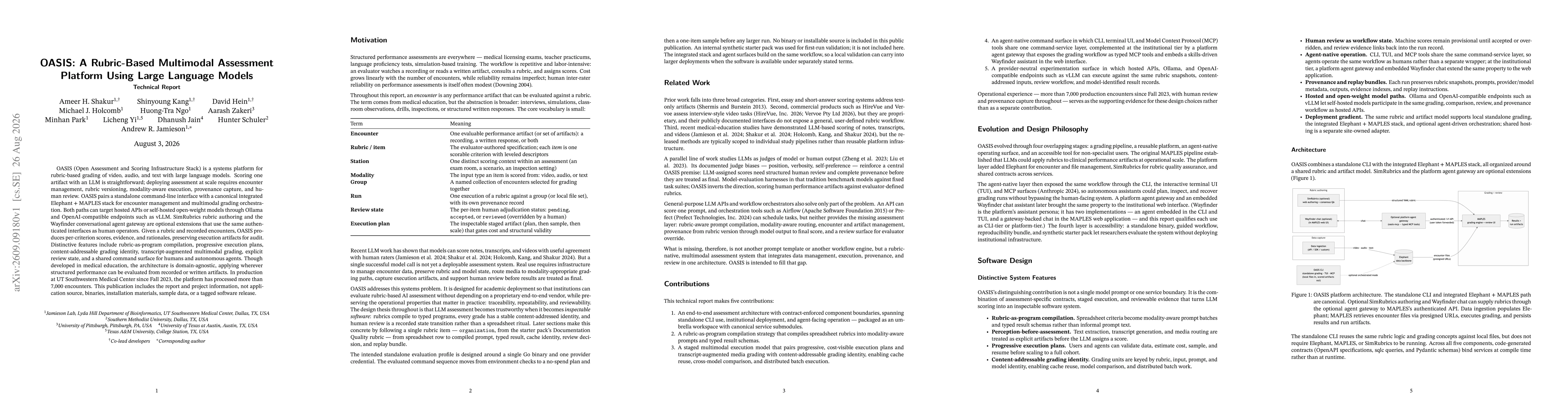 Thumbnail for OASIS: A Rubric-Based Multimodal Assessment Platform Using Large Language Models