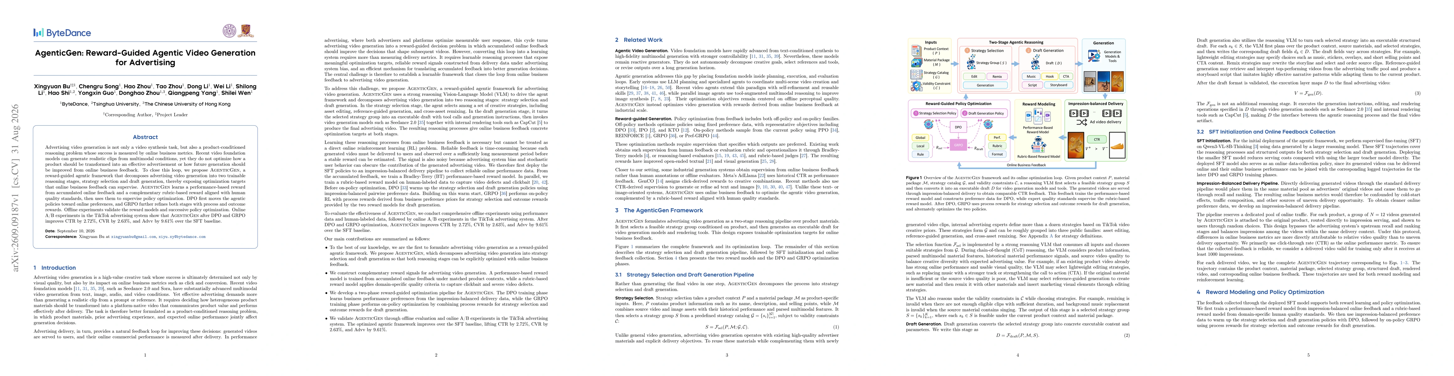 Thumbnail for AgenticGen: Reward-Guided Agentic Video Generation for Advertising