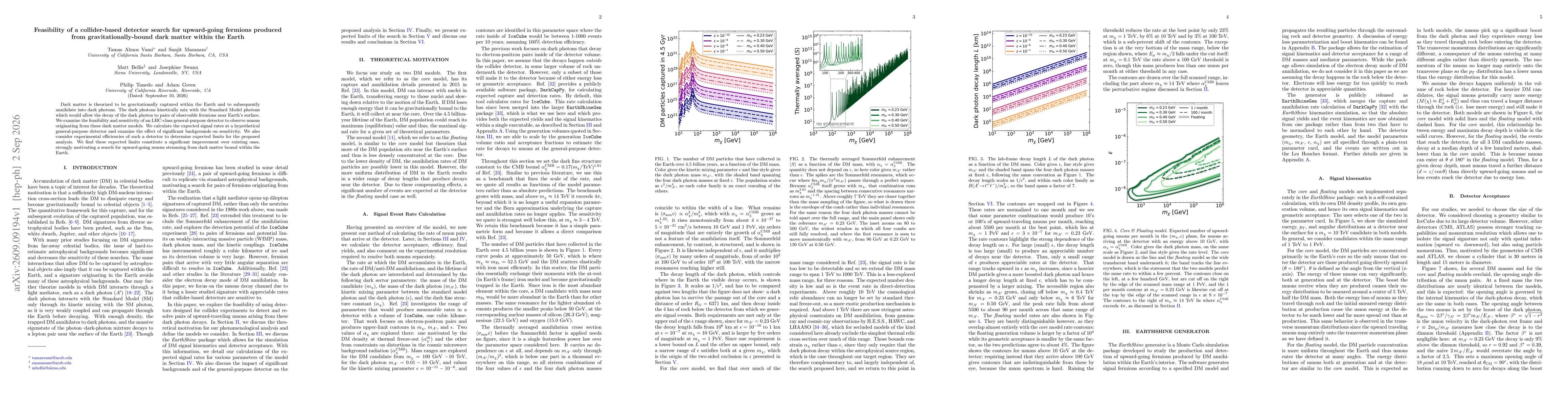 Thumbnail for Feasibility of a collider-based detector search for upward-going fermions produced from gravitationally-bound dark matter within the Earth