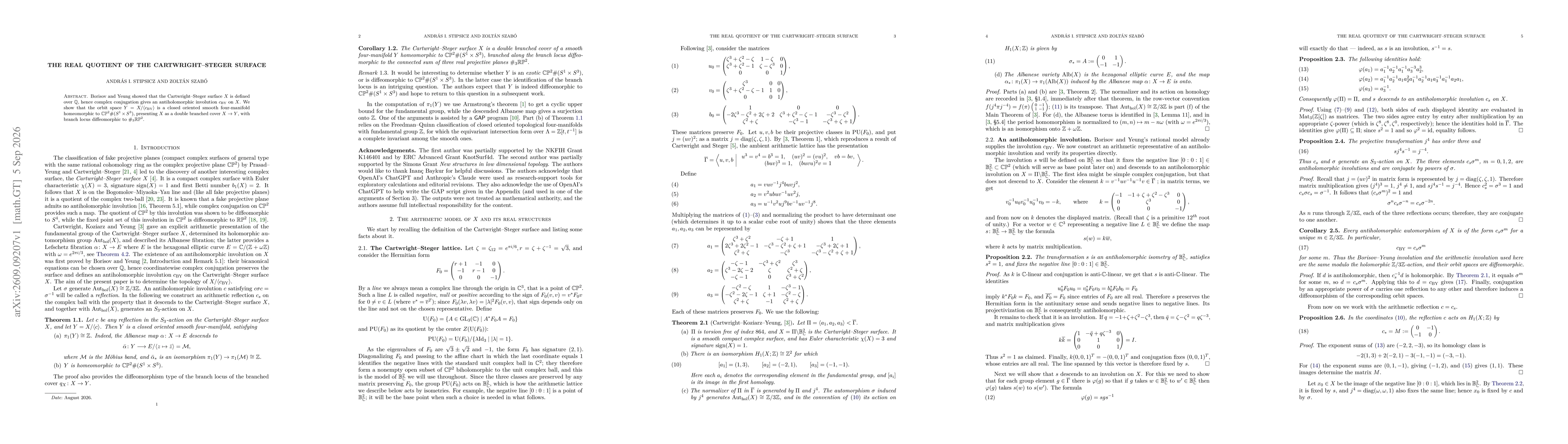 Thumbnail for The real quotient of the Cartwright-Steger surface