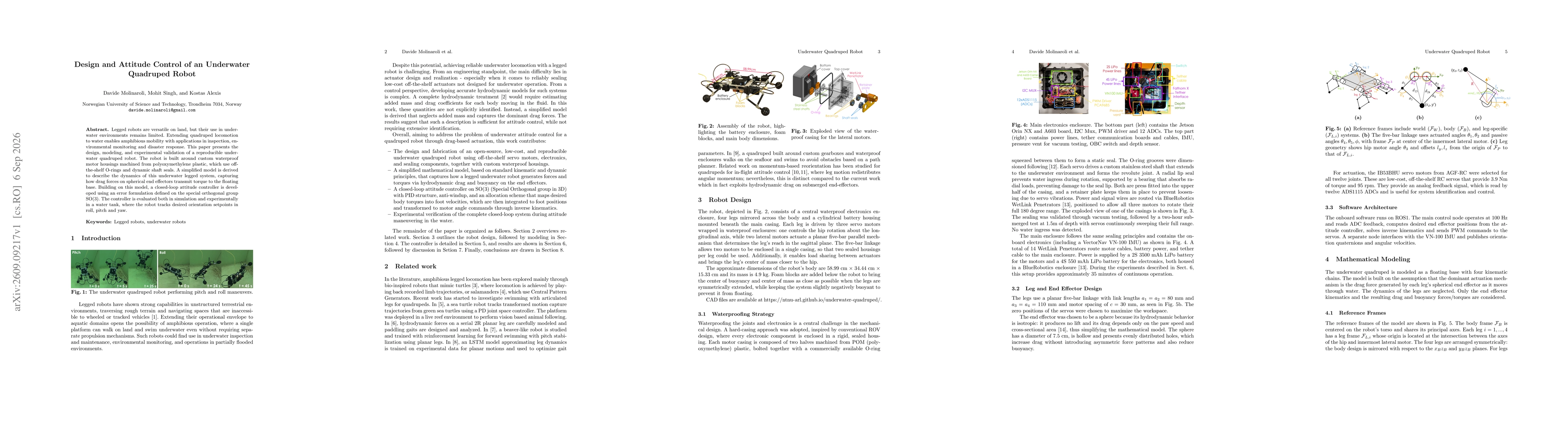 Thumbnail for Design and Attitude Control of an Underwater Quadruped Robot